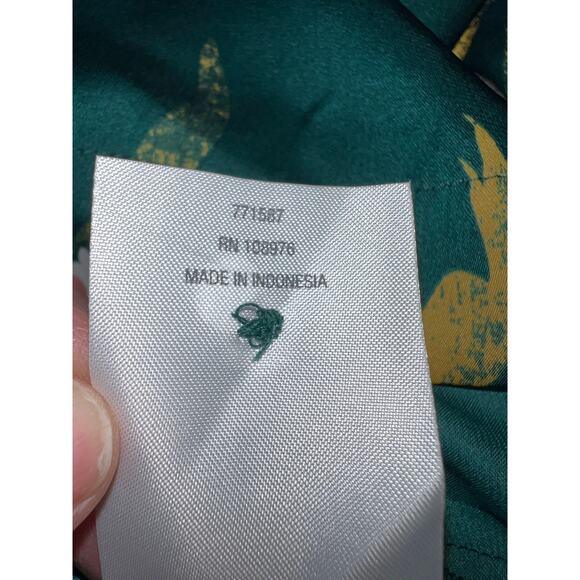 Faux Silk Large Blouse Button Front Top G by Giuliana HSN Green Floral Drape - Picture 6 of 8